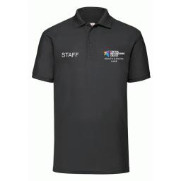 BLACK - Unisex Polo Shirt with embroidered college logo (Staff only)